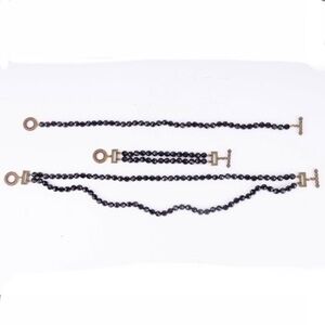 Heidi Daus Designer Jewelry Set Faceted Black Beads with Decorative Clasps